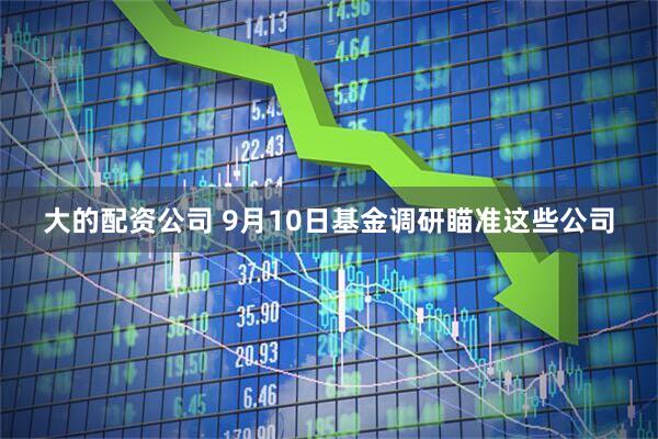 大的配资公司 9月10日基金调研瞄准这些公司