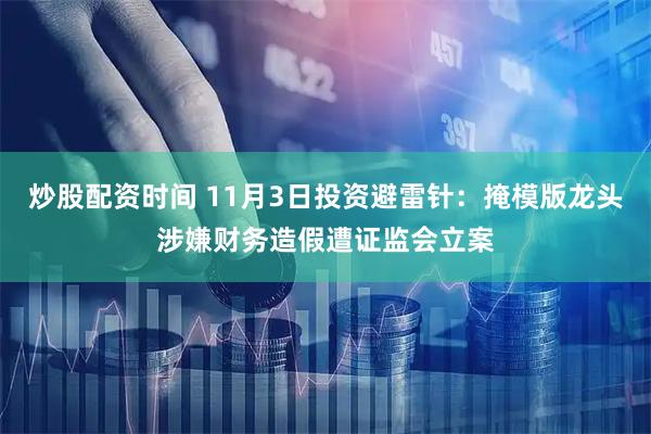 炒股配资时间 11月3日投资避雷针：掩模版龙头涉嫌财务造假遭证监会立案